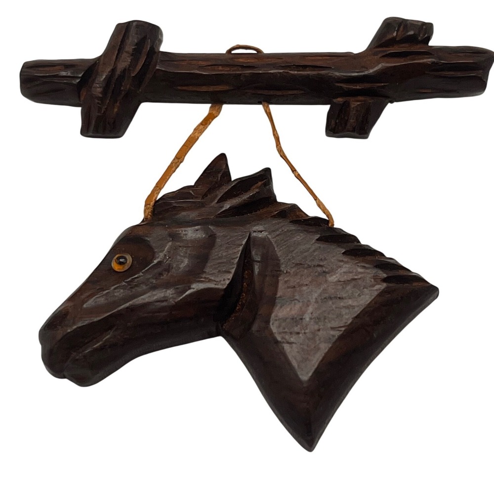 Vintage Horse Head Carved WoodBrooch jewelry‎ 1930's-1940's